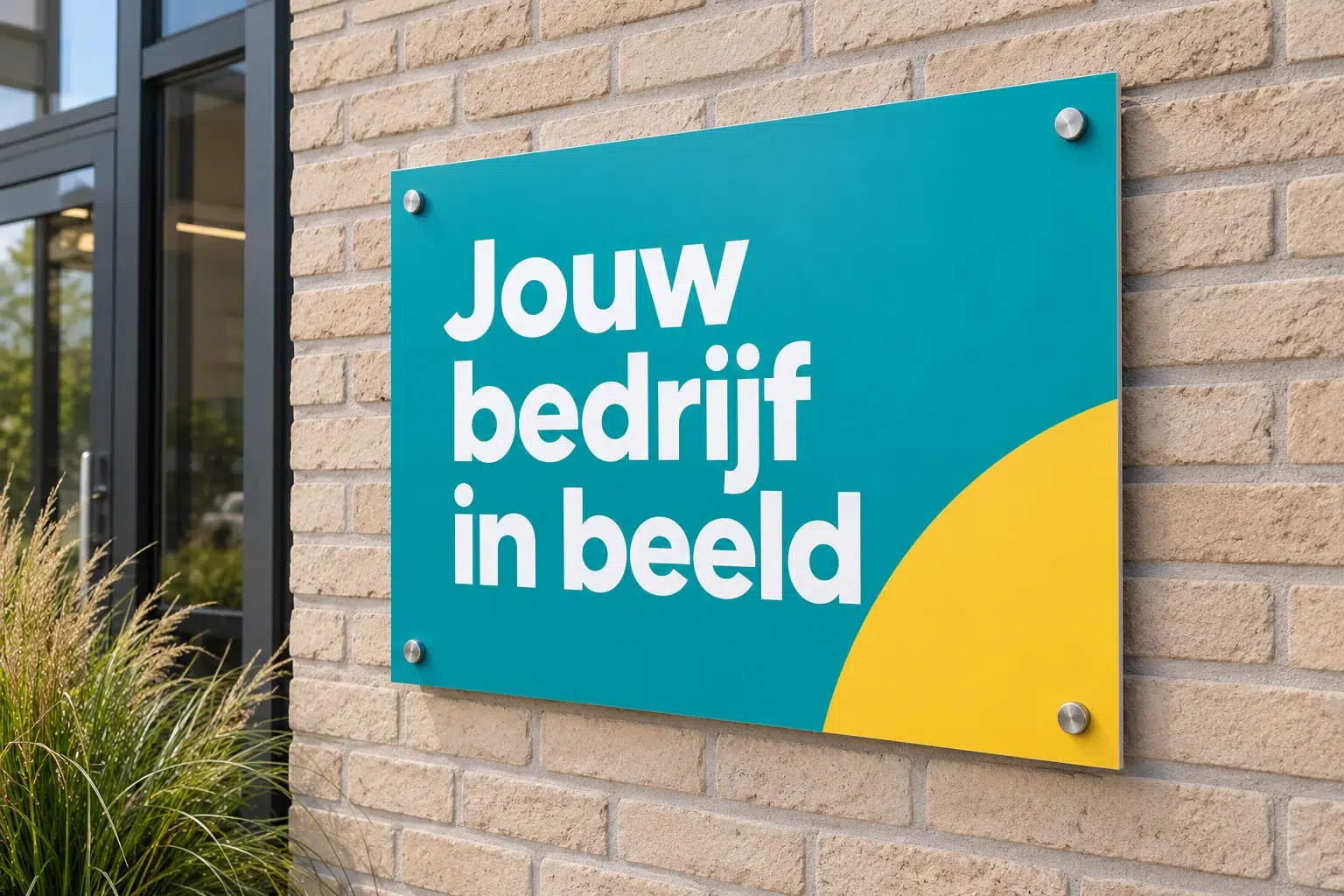 Bedrukt Dibond bord aan een bedrijfspand